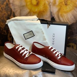 New Gucci Men's Leather Low Top Sneakers